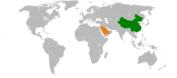 Map indicating locations of China and Saudi Arabia