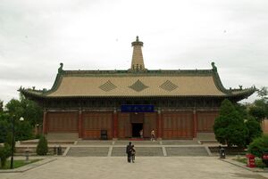 Dafosi - This hall contains the largest reclining wooden Bhudda in China.JPG