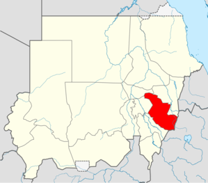 موقع ولاية القضارف في السودان.