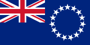 The flag of the Cook Islands, an Overseas territory of New Zealand.