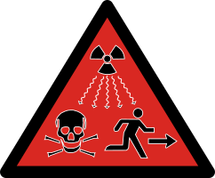 2007 ISO radioactivity danger symbol intended for IAEA Category 1, 2 and 3 sources defined as dangerous sources capable of death or serious injury.[32]