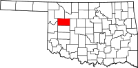 Map of Oklahoma highlighting ديوي