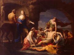 Thetis takes Achilles from the Centaur Chiron by Pompeo Batoni (1770)