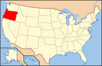Map of the United States highlighting Oregon