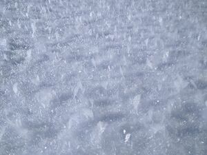 Hoar frost atop snow