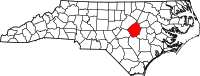 Map of North Carolina highlighting جونستون