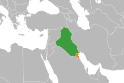 Map indicating locations of العراق and الكويت