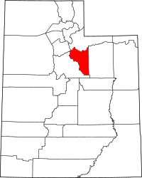 Map of Utah highlighting واساتش