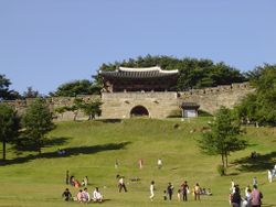 A front view of Sangdangsanseong