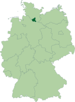 Map of Germany, location of هامبورج highlighted