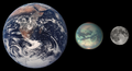 Size comparison: Earth, Titan and Earth's Moon.