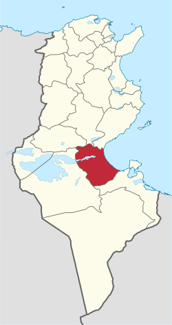 Map of Tunisia with Gabès highlighted