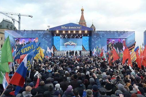 Rally on Red Square in support the accession of Crimea to Russia.