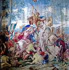 معركة گاوگميلا، رسم على نسيج فلمنجي، النصف الأول من القرن الثامن عشر.