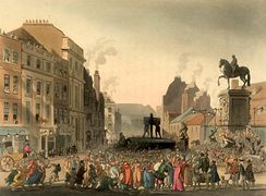The pillory at Charing Cross, Ackermann's Microcosm of London (1808-11)