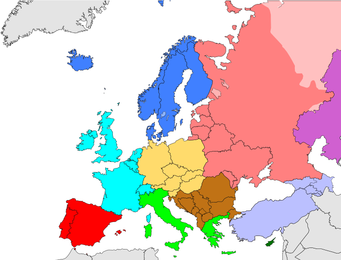 ملف:Europe subregion map world factbook.svg