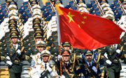 The People's Liberation Army with the PRC banner during the 2015 Moscow Victory Day Parade.