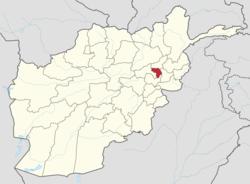 خريطة أفغانستان موضح عليها موقع ولاية کاپیسا.