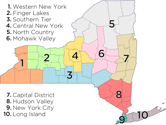 ملف:Map of New York Economic Regions.svg