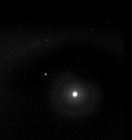Night sky of Mars showing Deimos (left) and Phobos (right) in front of Sagittarius, as seen by Mars Exploration Rover Spirit on August 26, 2005