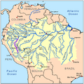Map of the Amazon Basin. Urubamba - Ucayali River.