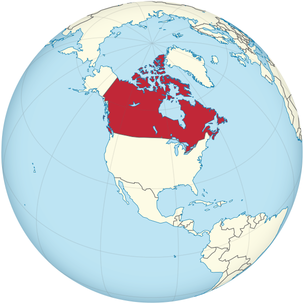 ملف:Canada on the globe (North America centered).svg