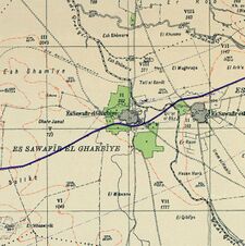 Historical map series for the area of al-Sawafir al-Gharbiyya (1940s).jpg