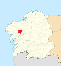 Location of the municipality of Santiago de Compostela within Galicia