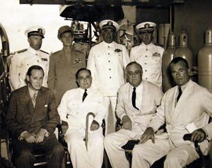 U.S. President Roosevelt and Brazilian President Getulio Vargas aboard USS Humboldt (AVP-21), 1943 (25132077365).jpg