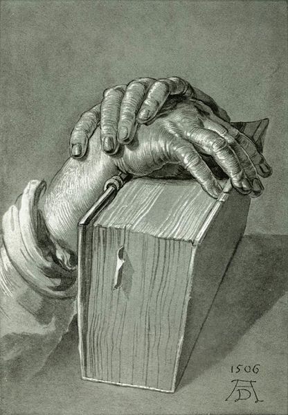 ملف:Dürer, Albrecht - Hand Study with Bible - 1506.jpg