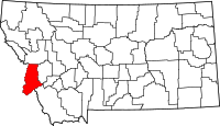 Map of Montana highlighting رافالي