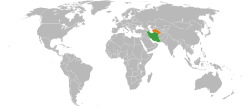 Map indicating locations of Iran and Turkmenistan