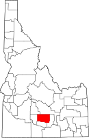 Map of Idaho highlighting لينكون