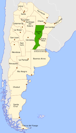 Location of Santa Fe Province within Argentina