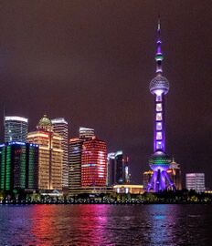 The Oriental Pearl tower at night