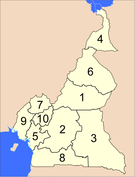 ملف:Provinces of Cameroon numbered.svg
