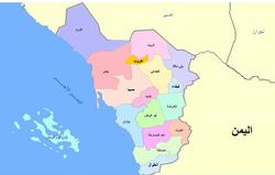 خريطة منطقة جازان موضح عليها موقع محافظة صبيا.