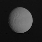 Tethys photographed by Voyager 1 from 1.2 million km