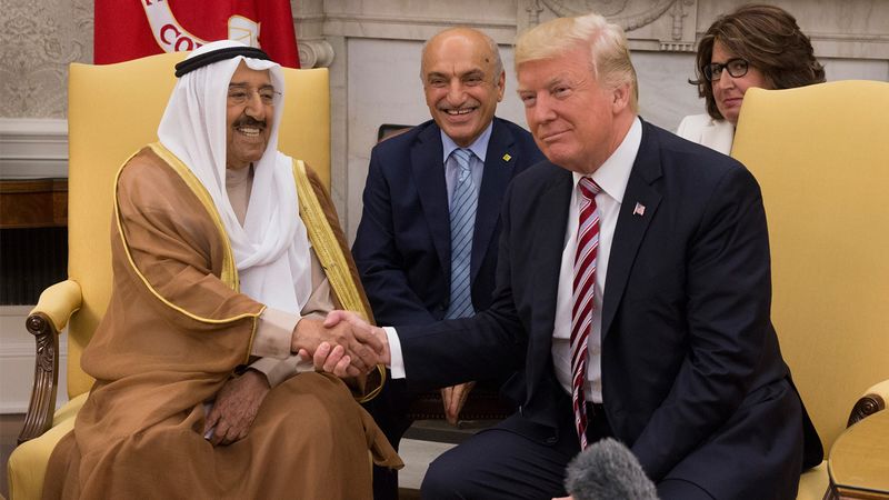 ملف:U.S. President Donald Trump (R) meets with Amir Sabah al-Ahmed al-Jaber al-Sabah of Kuwait in the Oval Office of The White House September 7, 2017 in Washington, DC.jpg