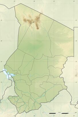 خريطة تشاد موضح عليها موقع جبال تبستي