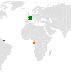 Map indicating locations of France and Gabon