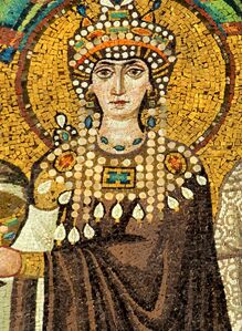 The Empress Theodora, the wife of the Emperor Justinian I, dressed in Tyrian purple. (6th century).