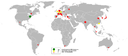 خريطة الصادرات الإسرائيلية في 2006