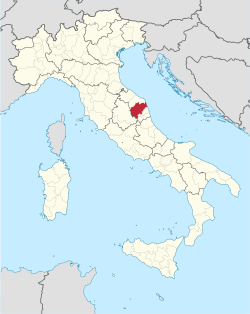 Map highlighting the location of the province of Macerata in Italy