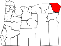 Map of Oregon highlighting والووا