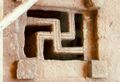 Carved fretwork forming a swastika on the Biete Maryam in Ethiopia