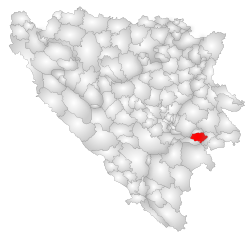 Location of Goražde within Bosnia and Herzegovina.