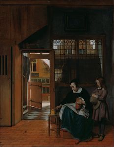 A Woman Preparing Bread and Butter for a Boy, 1661