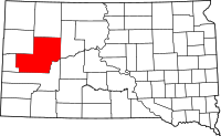 Map of South Dakota highlighting ميد