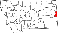 Map of Montana highlighting ويباوكس